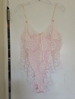 Tosca  Pink Lace Bodysuit Lingerie Babydoll